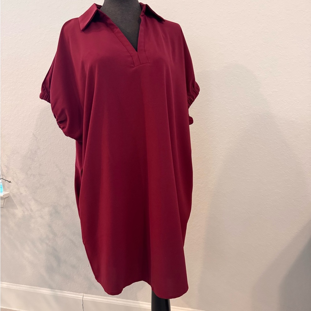 Entro Deep Maroon Women's Tunic Dress
